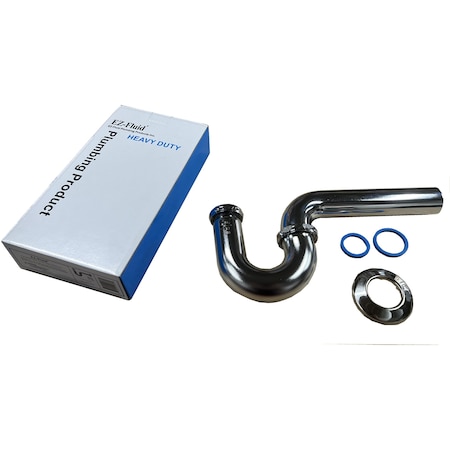 Ez-Fluid 1-1/2in x 1-1/4in Heavy Duty 17GA Brass P-TRAP w/ Brass Nuts Drain Chrome Plated EZP114112